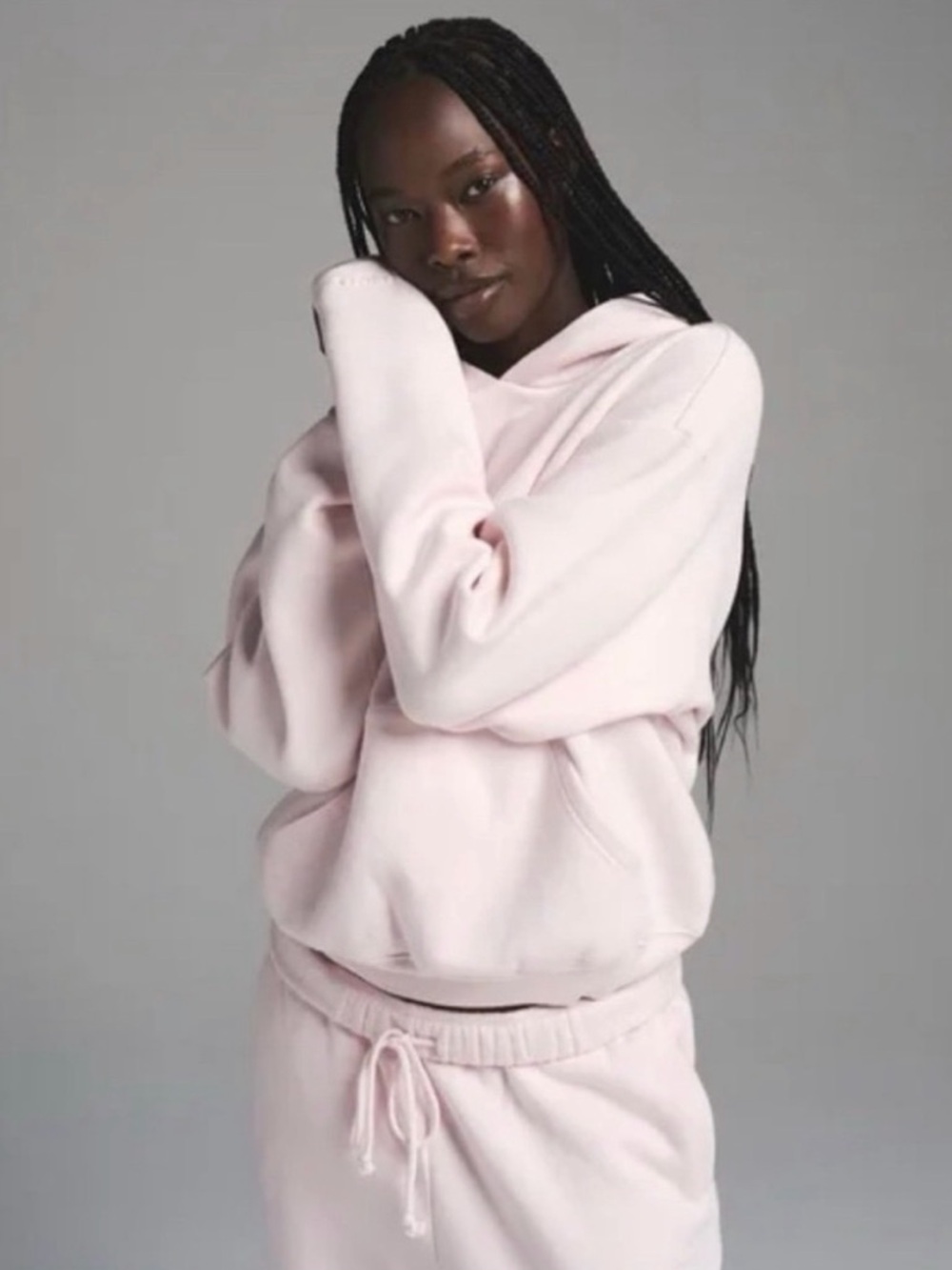 Skims Cotton Fleece Hoodie Barely Pink
